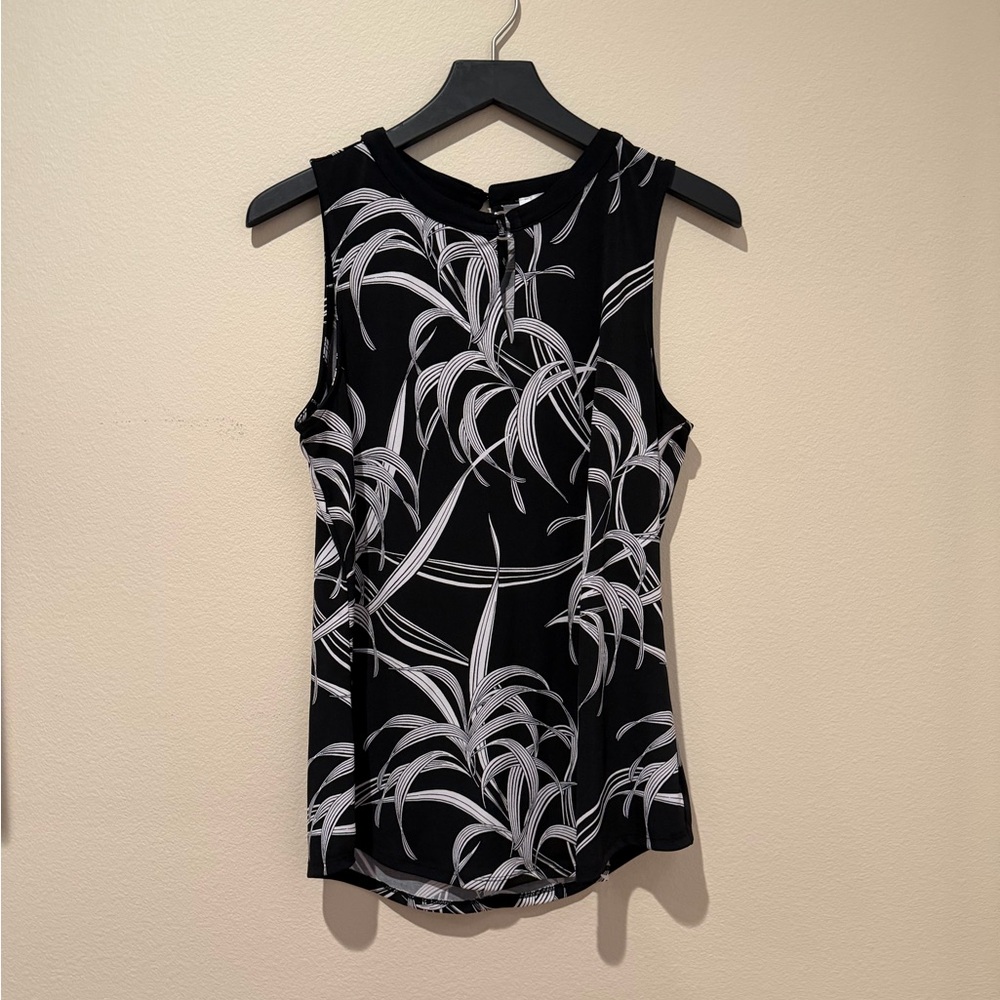 White House Black Market Black and White Patterned Tank Top